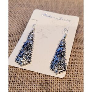 2" Drop Ethnic Tribal Aluminum Alloy French Wire Earrings Silver